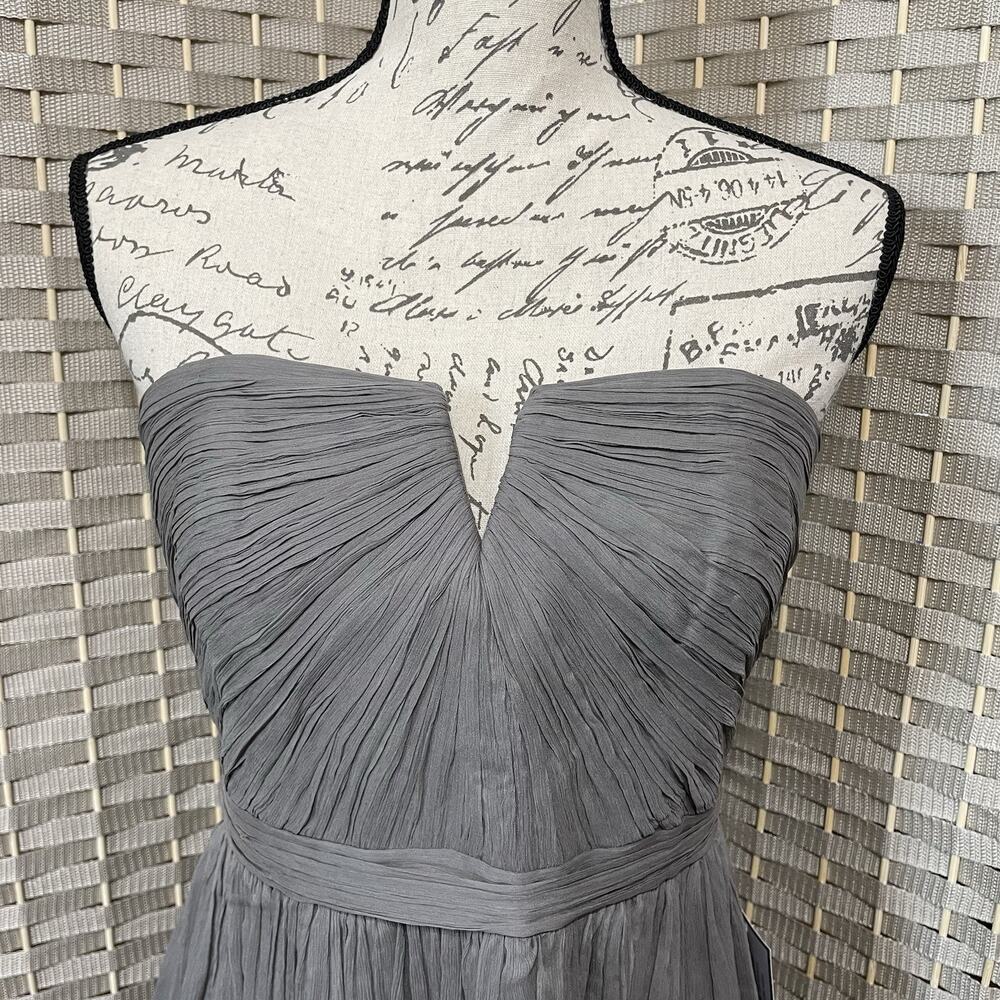 J.Crew Nadia Silk Chiffon Strapless Dress Size 6 Gray Weddings & Parties NEW - Picture 4 of 12